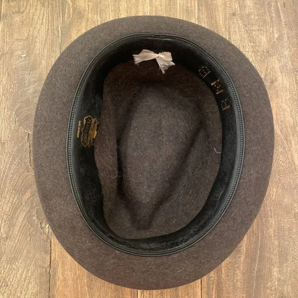 Mallory Canada Stetson Feather Fedora Hat Felt Gray Green 8